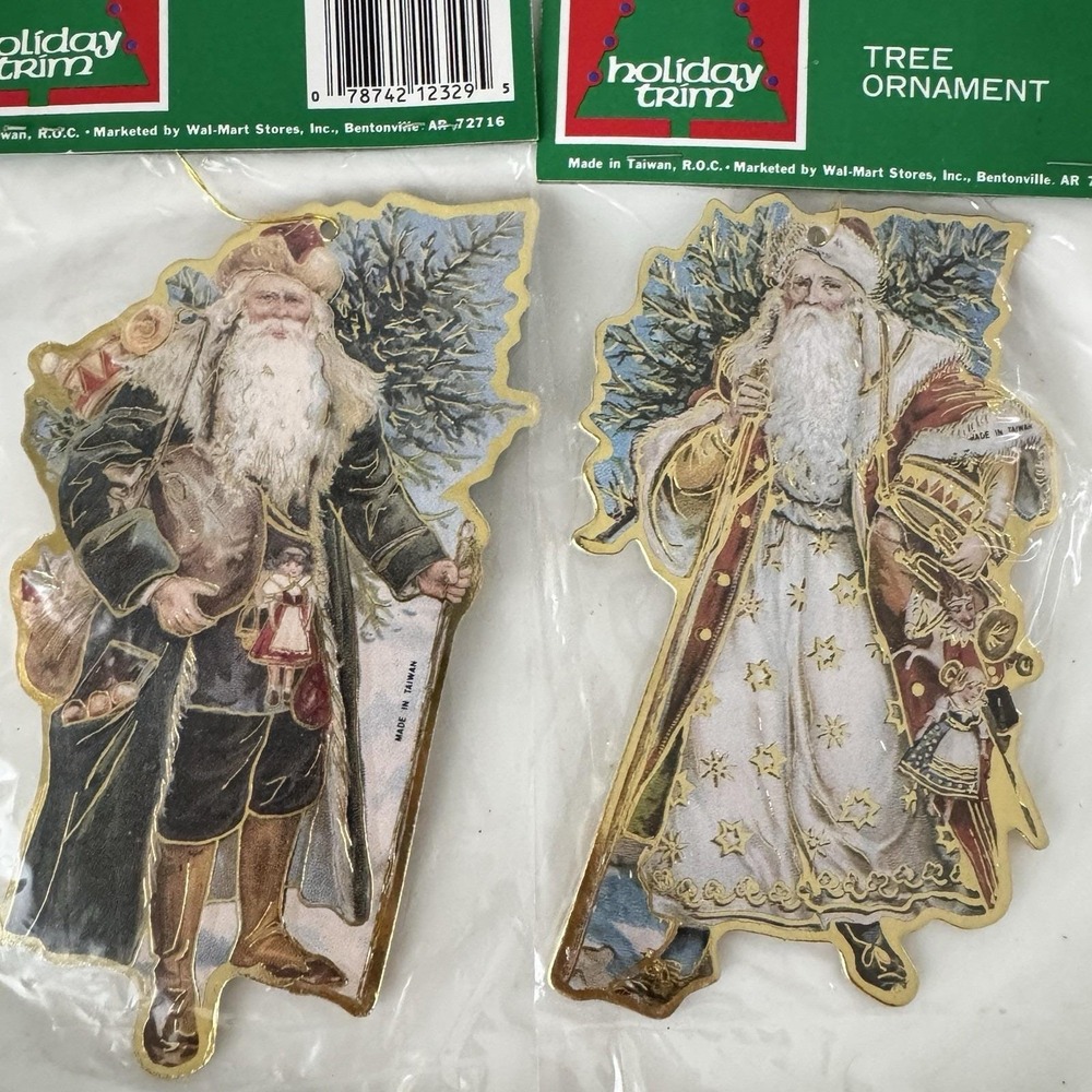 Vtg 80s Lot Holiday Trim Old World Santa Claus Christmas Ornament Flat Die Cut‎